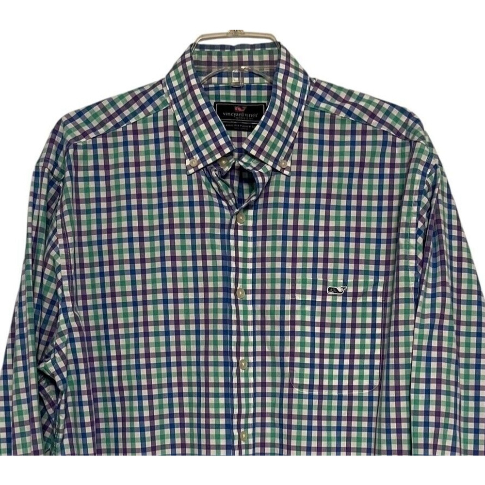 Vineyard Vines Blue Plaid Classic Fit Tucker Shirt Size Large